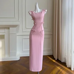 115 Pink Bow Women's Dress Bridesmaid Dress