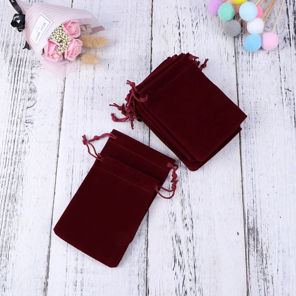 12 Pcs Drawstring Gift Bags Jewellery Pouches Flannel Birthday for Presents Earphone