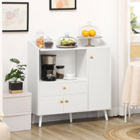 HOMCOM kitchen microwave sideboard with 3 doors drawer 90x30x94 cm White