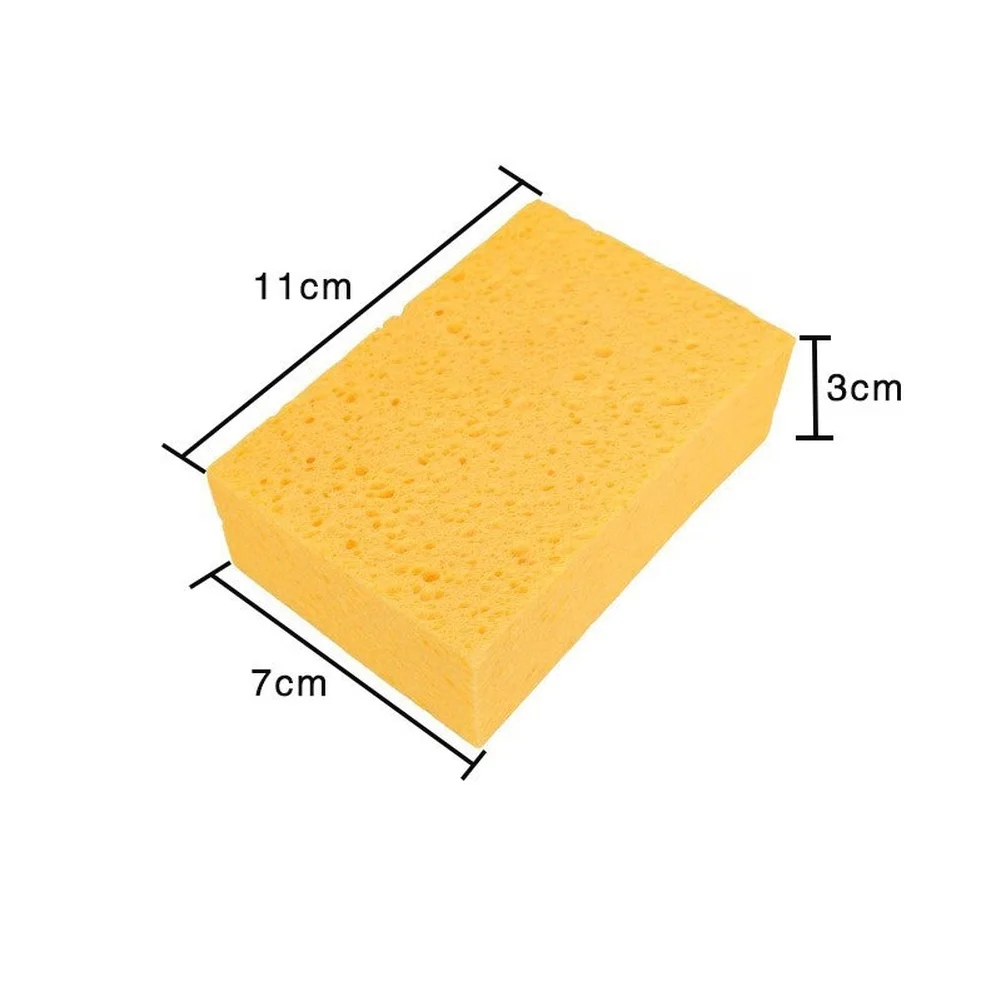 Wood Pulp Sponge Eraser for Grout Cleaning 11x7x3cm Ochre Yellow Non Shedding High Absorbency and Kitchenware Cleaner