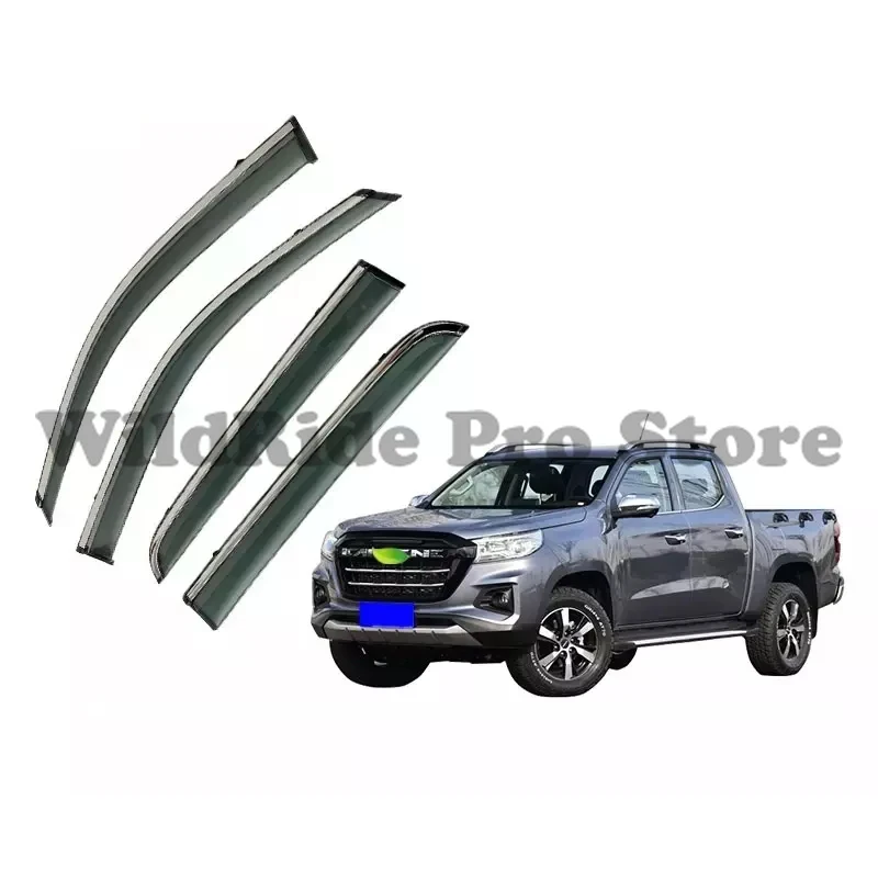 

1 set Tape-On Smoke Tinted Pickup Side Window Visor Deflectors for 2020 KAICENE F70 HUNTER Vent Rain Guards