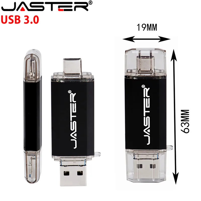 JASTER U Disk 3 IN 1 OTG (Android&USB & Type_C 3.0 Flash Drive Metal Custom Pen Drive 64GB 32GB 16GB 8GB 4GB Wedding Gifts