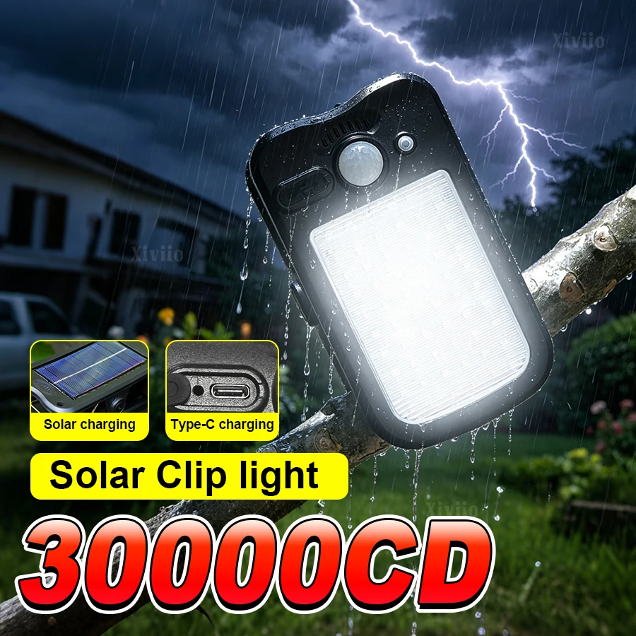 NEWEST Upgrad Solar Clip Light Outdoor Sensor Motion Solar Lamp Waterproof 3 Modes Solar Security Lighting for Fence Wall Garage