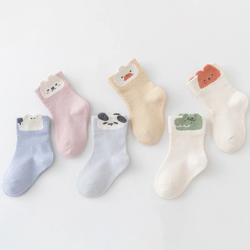 

3Pairs Cute Cartoon Children Short Socks Spring Autumn Infant Cotton Sock Soft Comfortable Kids Stockings 0-3year Baby Footwear