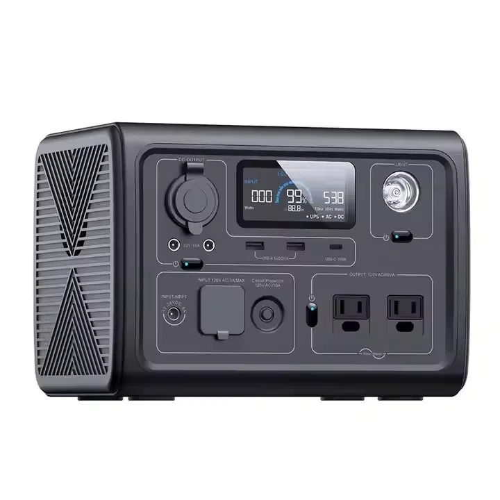 Portable 600-watt power plant solar generator for outdoor camping with 220 volts AC and USB-C emergency backup battery