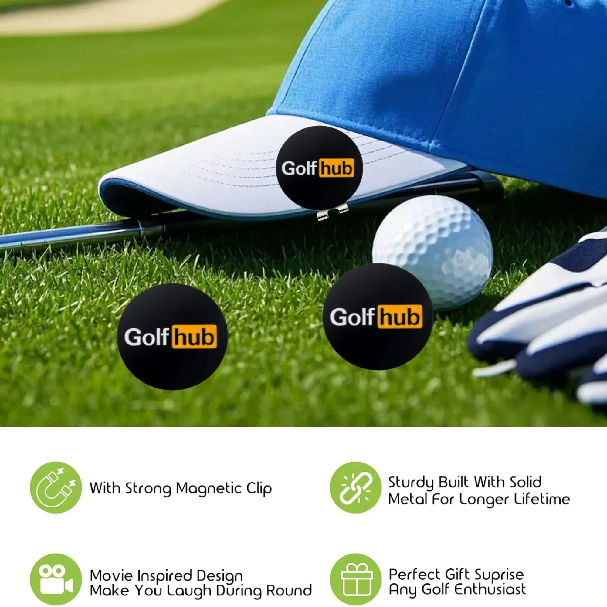 3 pcs Golf Hub Design Golf Ball Markers Hat Clip 3Pack Choose Your Golf Gift Set Golf Marker Magnetic Hat Clips Funny Golf Gifts