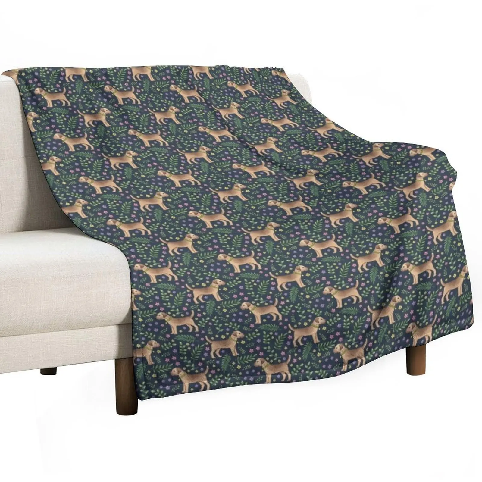 

Border Terriers Spring Floral on navy - pattern Throw Blanket Soft Comfort Blanket for Reading Watching TV