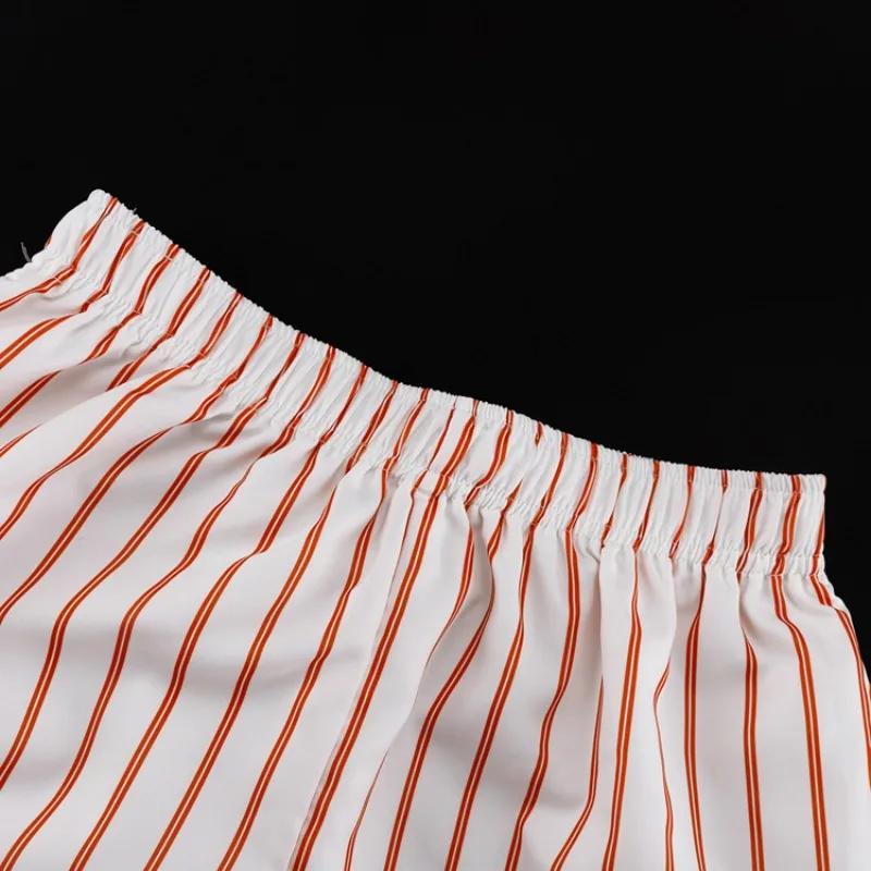 Damen Gestreiftes 2-Teiliges Outfit Übergroßes 2026 Neues Langarm-Shirt + Shorts mit Elastikbund Set Lässige Sommer-Urlaubs-Strandkleidung – Detail 8
