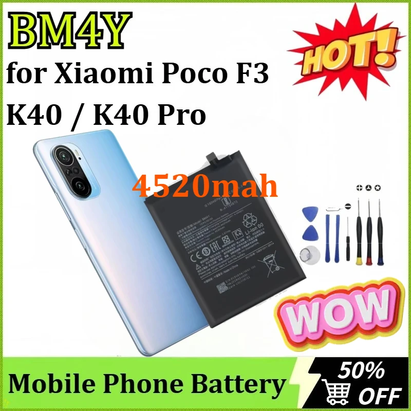 Nieuw Verbeterde Oplaadbare BM4Y 4520mAh Hoge Capaciteit Vervanging voor Xiaomi Poco F3 / K40 / K40 Pro Mobiele Telefoon Batterij + gereedschap