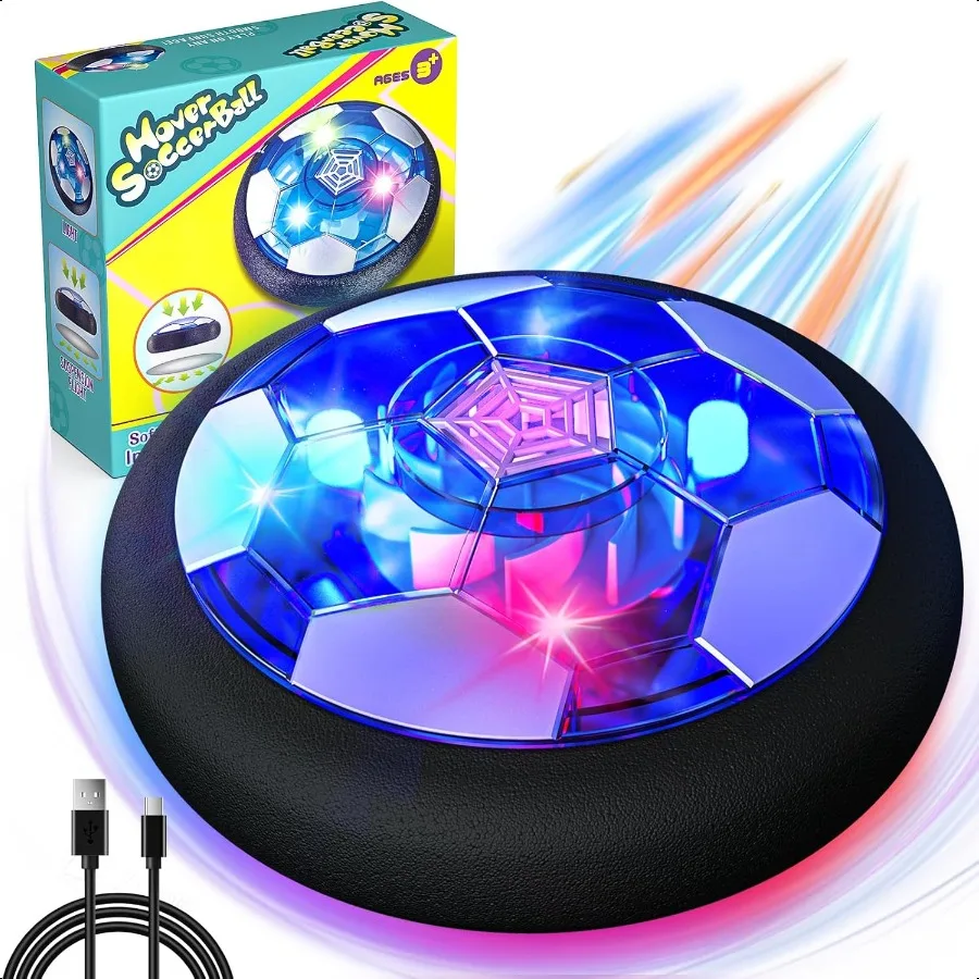Balón de fútbol flotante recargable para niño, regalos de cumpleaños, edad 6, 7, 8, 9, 10, 11, 12 años, iluminación interior, potencia de aire, fútbol flotante Ba