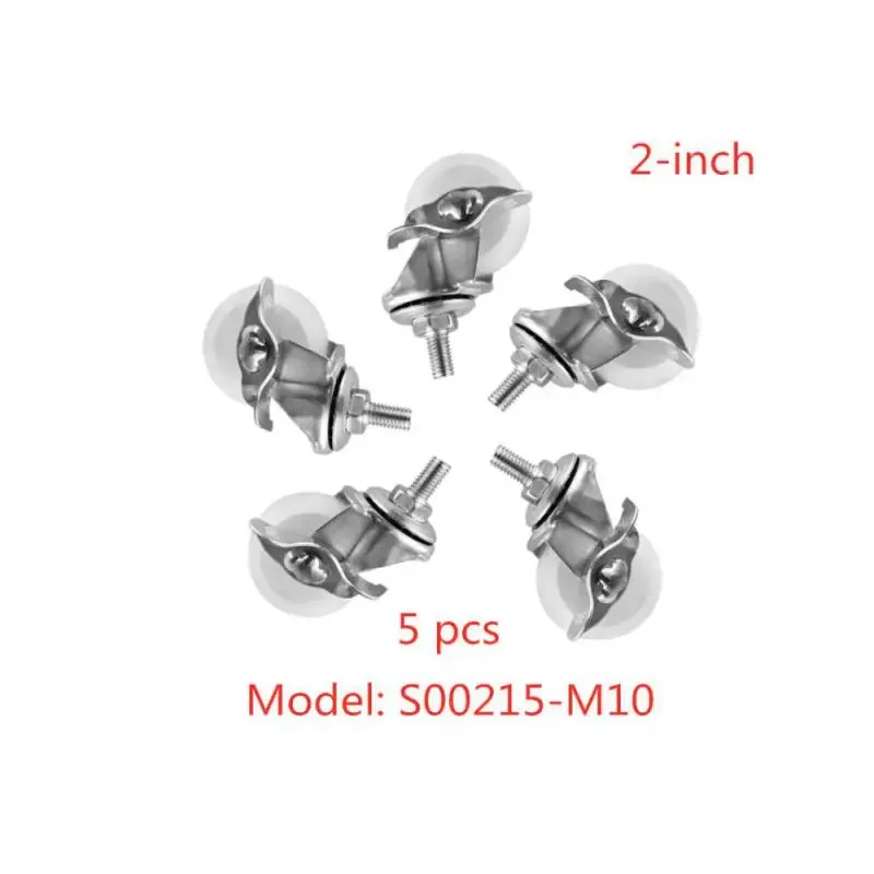 (5 Packs) 2 Inch M10 Screw With Brake Caster White PP Steering Wheel Rack Pulley Pet Cage5