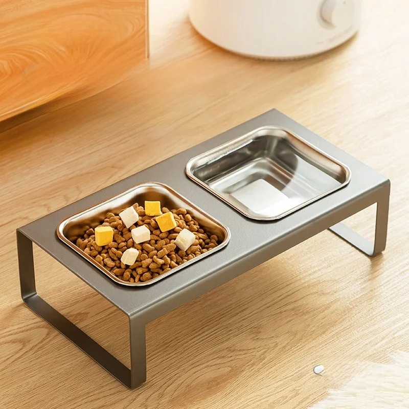 

Миска для собак из нержавеющей стали, двойная миска для корма и воды, неопрокидывающаяся, для домашних животных