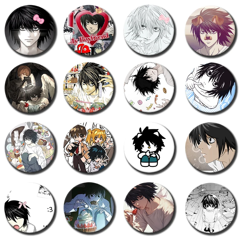 58mm Anime Cartoon Character L-L Lawliet Creative and Interesting Badges Can Be Given As Gifts for Children and Friends To Wear