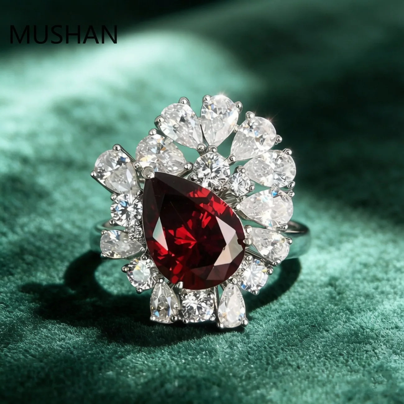 MuShan Jewelry Factory 925 Sterling Silver Rings Wedding Band for Women Certificate High Carbon Gemstones Ring s925 Fine Jewelry