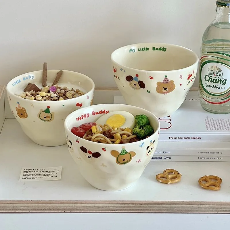 

Graffiti Ceramic Bowl Rice Bowl, High Temperature Resistant Noodles in Soup Bowl, Yogurt Salad Bowl, Household Tableware Bowl
