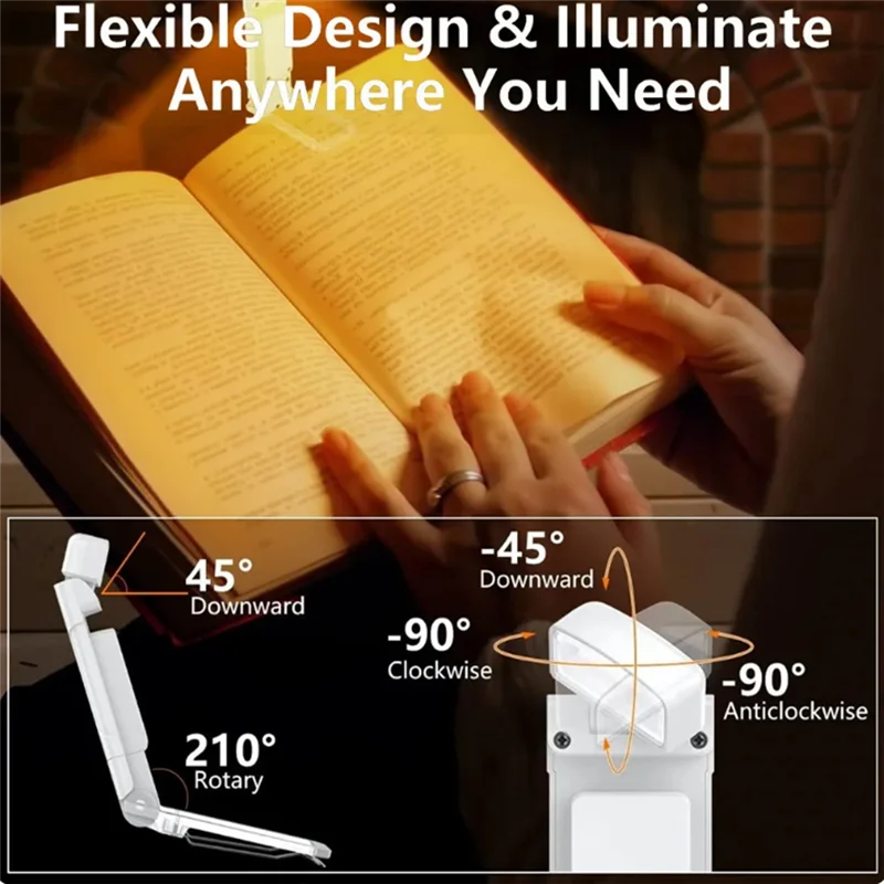 【NEW】Book Light With Timer USB Rechargeable Reading Light Clip-On Read Lamp Bookmark Night Light Book Lamp 5 Brightness Durable