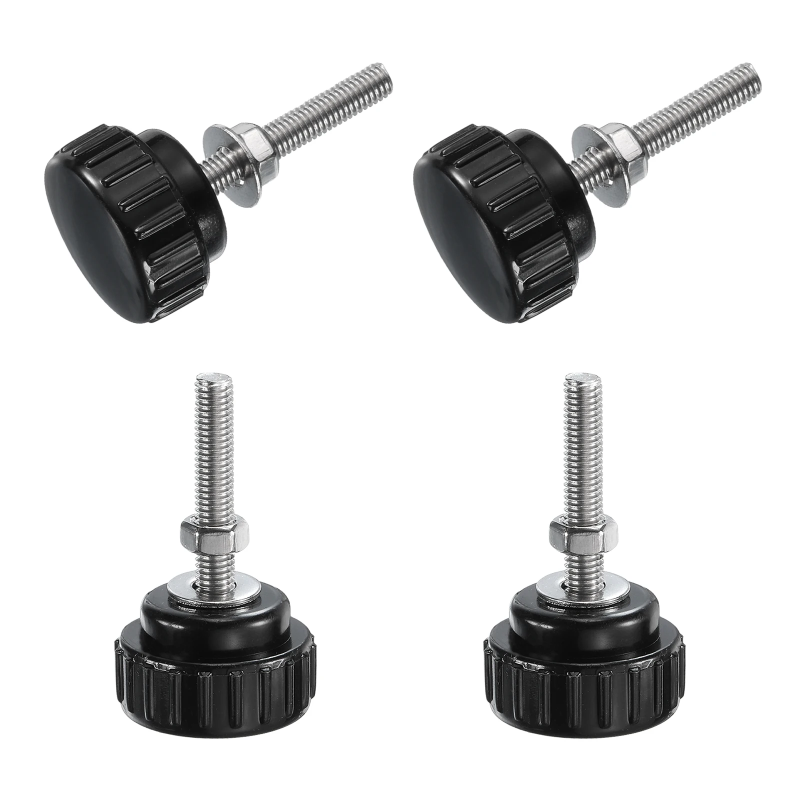 4Sets Knurled Knobs Carbon Steel Stud with Nuts Washers 14/18/25/30mm Head Knobs Thumb Screw Mounting Thumb ScrewsMonitor Screws