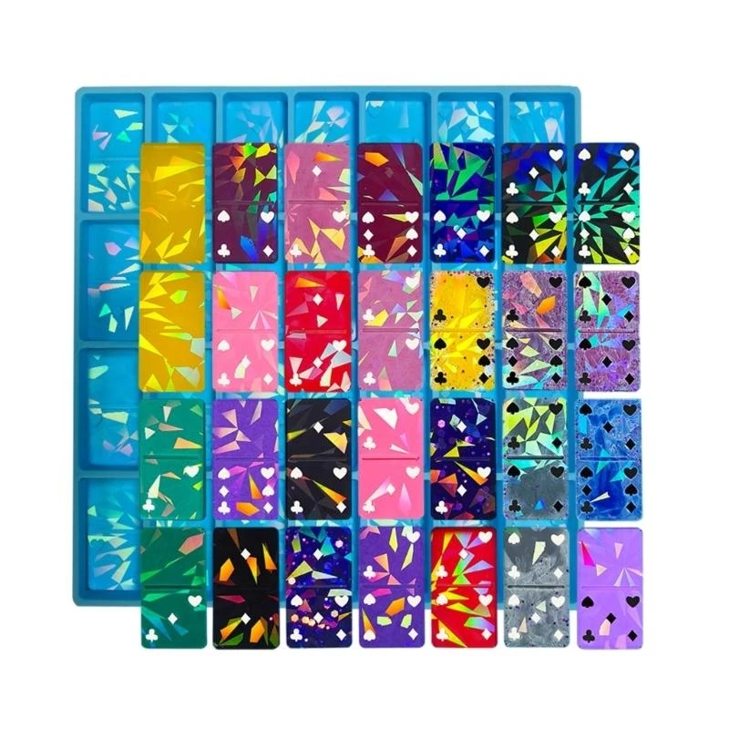 

Multipurpose 28 Cavity Silicone Mold for Resin Dominoes Accessory Portable for Crafting Jewelry And Party Game 55KA