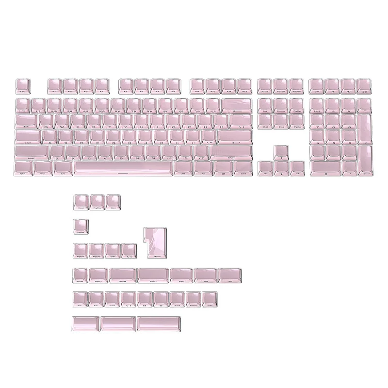 Jelly powder side engraved keycap 0EM small full set 136 key PC transparent magnetic axis keyboard