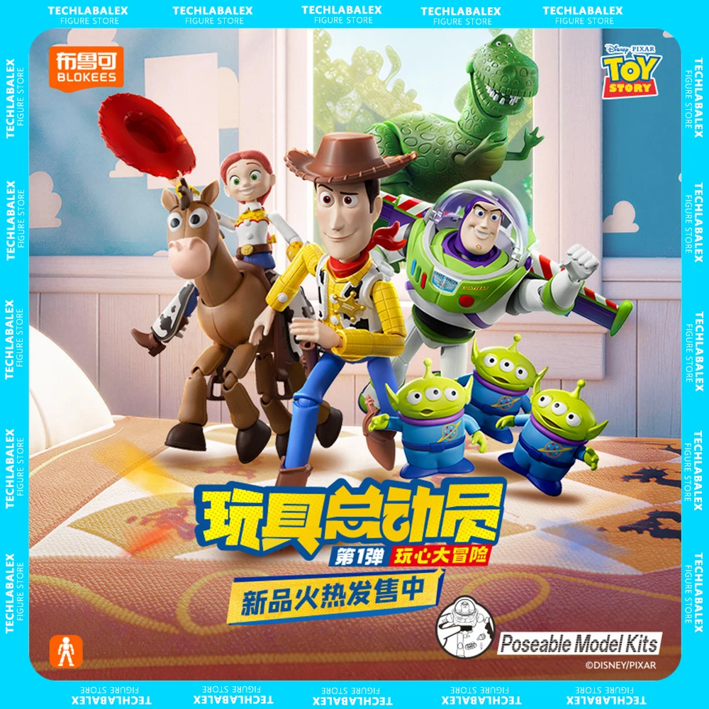 

Original Blokees Toy Story Disney Pixar Woody Buzz Lightyear Jessie Rex Bullseye Alien Action Figures Assemble Model Toys Gifts