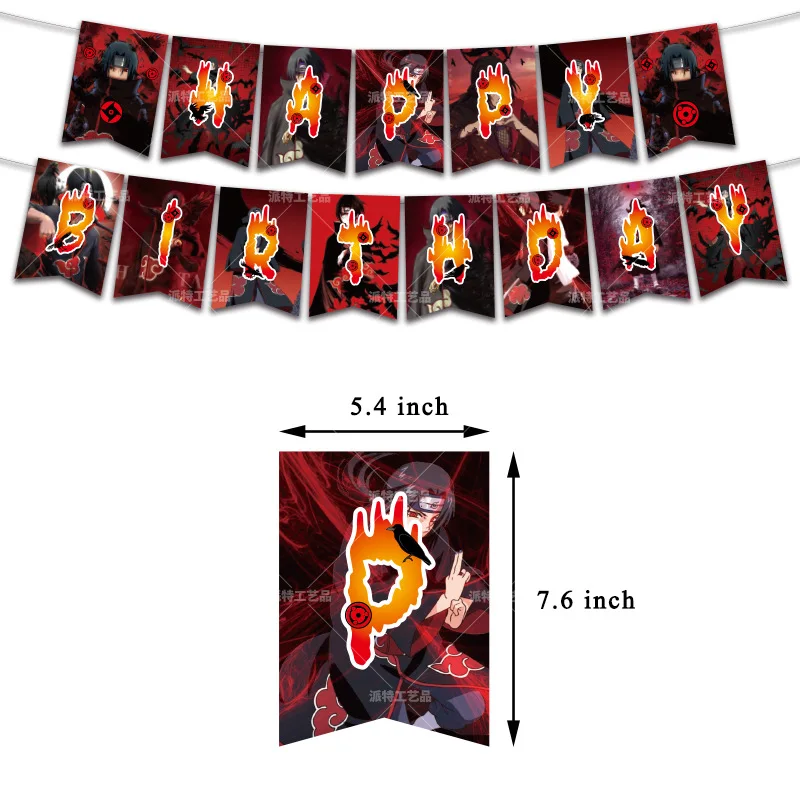 Naruto Uchiha Itachi Dekorasi Pesta Ulang Tahun Anak Laki-laki Peralatan Makan Sekali Pakai Piring Kertas Balon Cangkir untuk Perlengkapan Baby Shower Anak