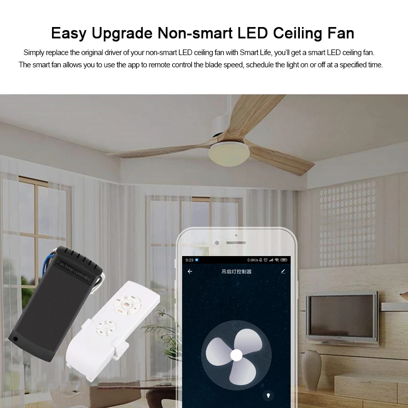 Tuya WiFi Smart Ceiling Fan Light Remote Control Kit APP Control Smart Home Adjusted Wind Speed Work With Alexa Echo Home