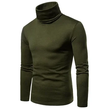 Autumn Winter Mens Turtleneck Sweaters Casual Thermal Long Sleeve Slim Fit Pullovers Stretch Basic Tops Sweatshirt Jumper TShirt 4
