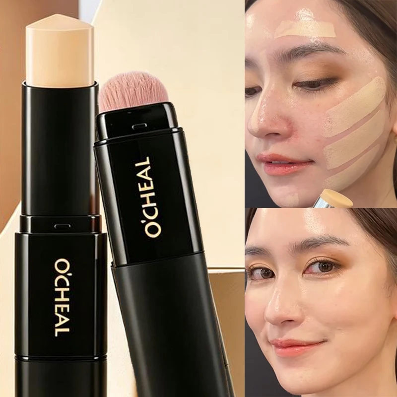 Double-Ended Matte Concealer Stick Moisturizing Foundation Cover Acne Eye Dark Circle Modify Skin Tone Face Primer Base Makeup