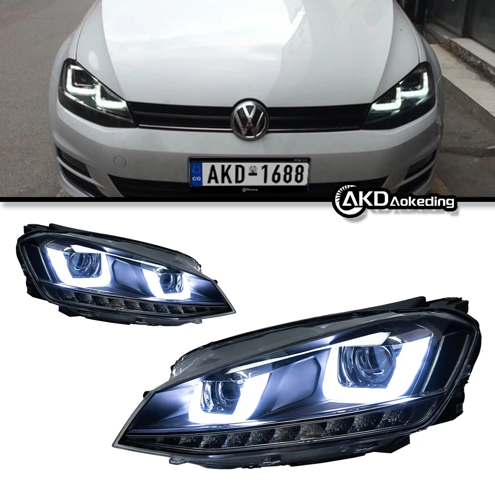 

Автозапчасти для VW Golf 7 MK7, фары 2013-2017, 2U, Стайлинговые светодиодные дневные фары, двойной проектор, DRL, автомобильные аксессуары, модифицированные