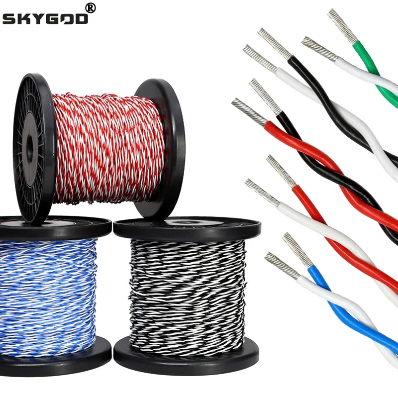 1~20m PTFE Wire AFS200 2pins 26/25/24/22/20/18/17/15/13AWG FEP Twisted Pair Tinned Copper High Temperature Electronic Cable