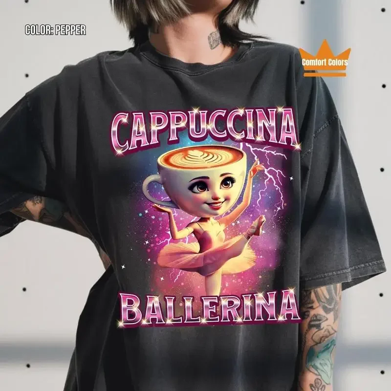 Cappuccina Ballerina T Shirt Italian BrainroT Bootleg Rap Cappuccino Meme Weird Funny Trending