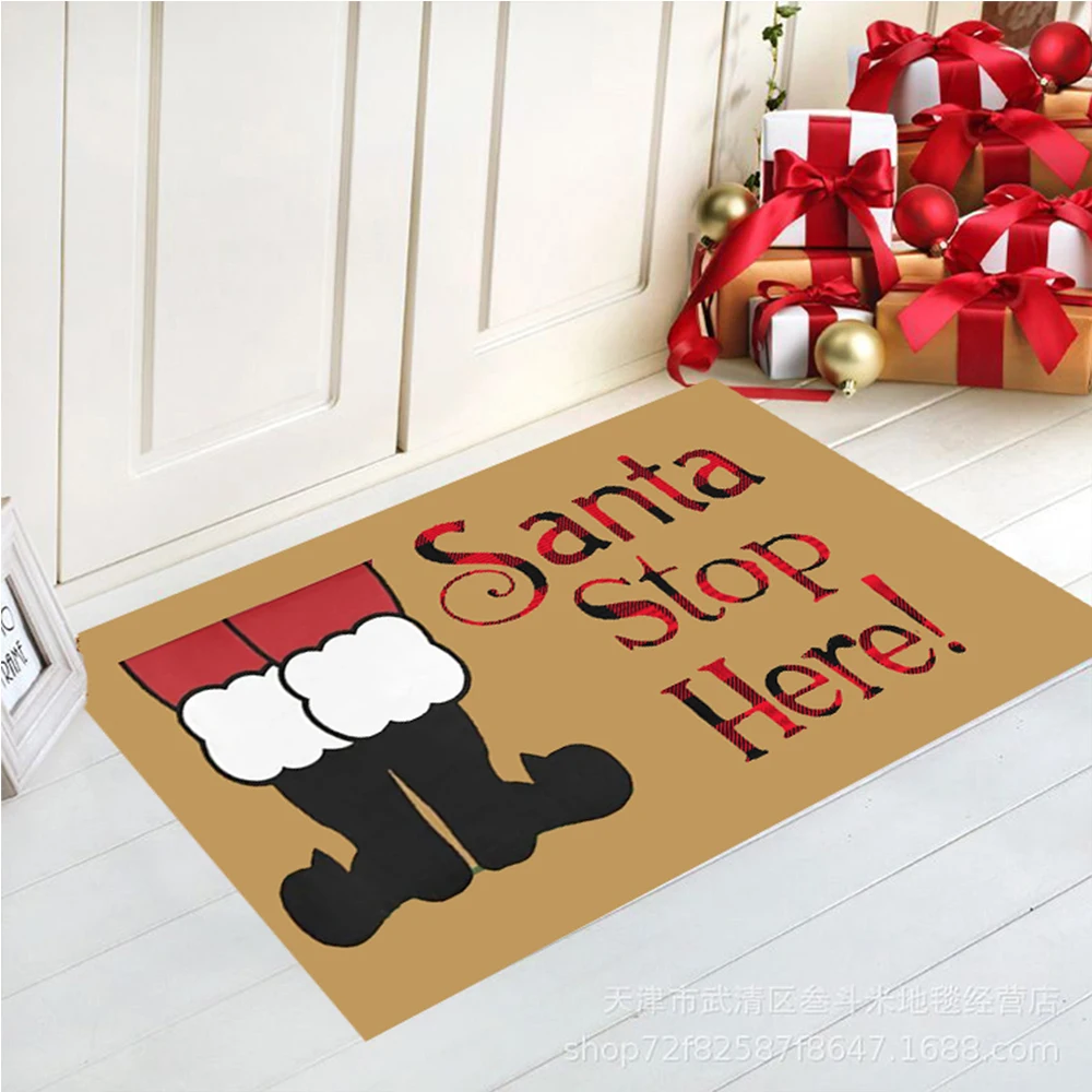 Doormat with Heavy-Duty rubber Backing - Santa Stop Here - Size: 18-Inches x 30-Inches - Pile Height: 6mm - Perfect Color