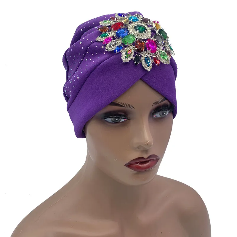 Luxury Rhinestones Women\'s Turban Hat 2023 New Lady Head Wrap African Geles Headtie Nigeria Headpiece Party Headwear Turbans