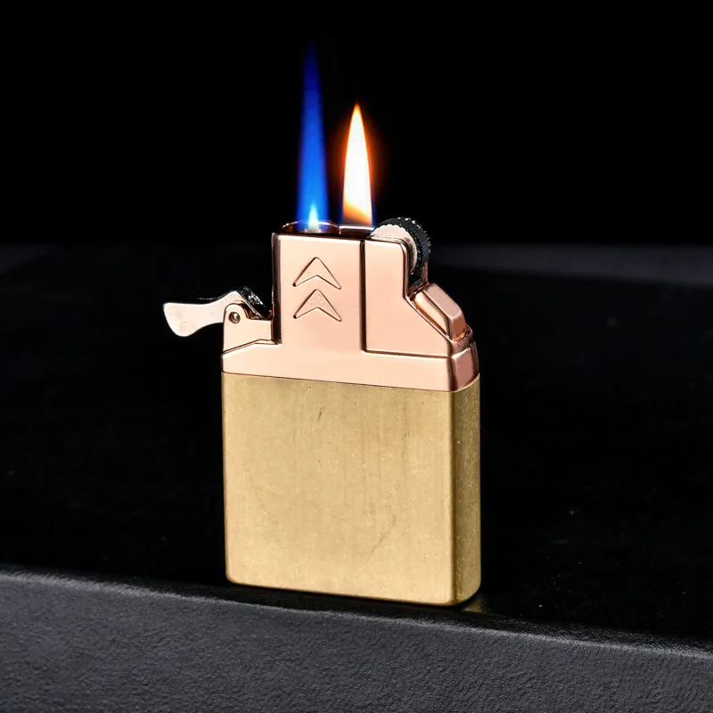CHIEF Dual Flame Switching Gas Lighter Movement, Conventional Universal Inner Liner, Brass, Lighter Universal Accessories