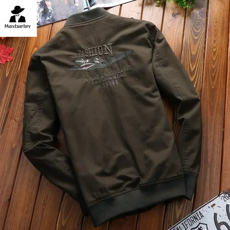 2024 New Cargo Jacket Men Fashion Casual Windbreaker Jacket Coat Men Spring And Autumn New Hot Outwear Stand Slim Embroidery