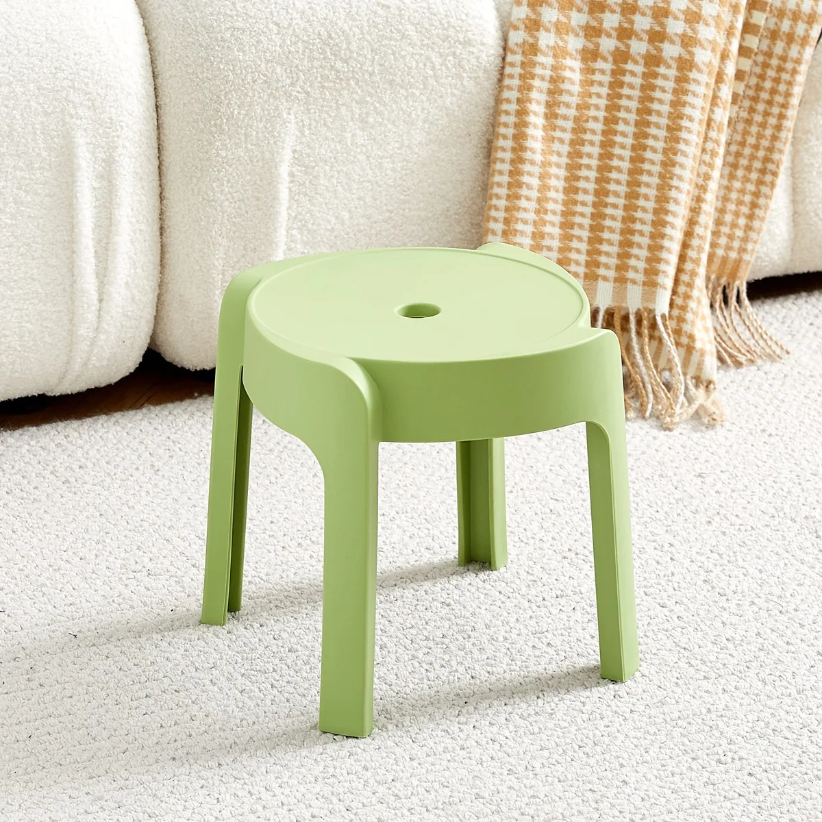 Color Children's Small Stool  Plastic Small Bench Stackable Coffee Table Round Stool Bathroom Non-slip Small Windmill Low Stool