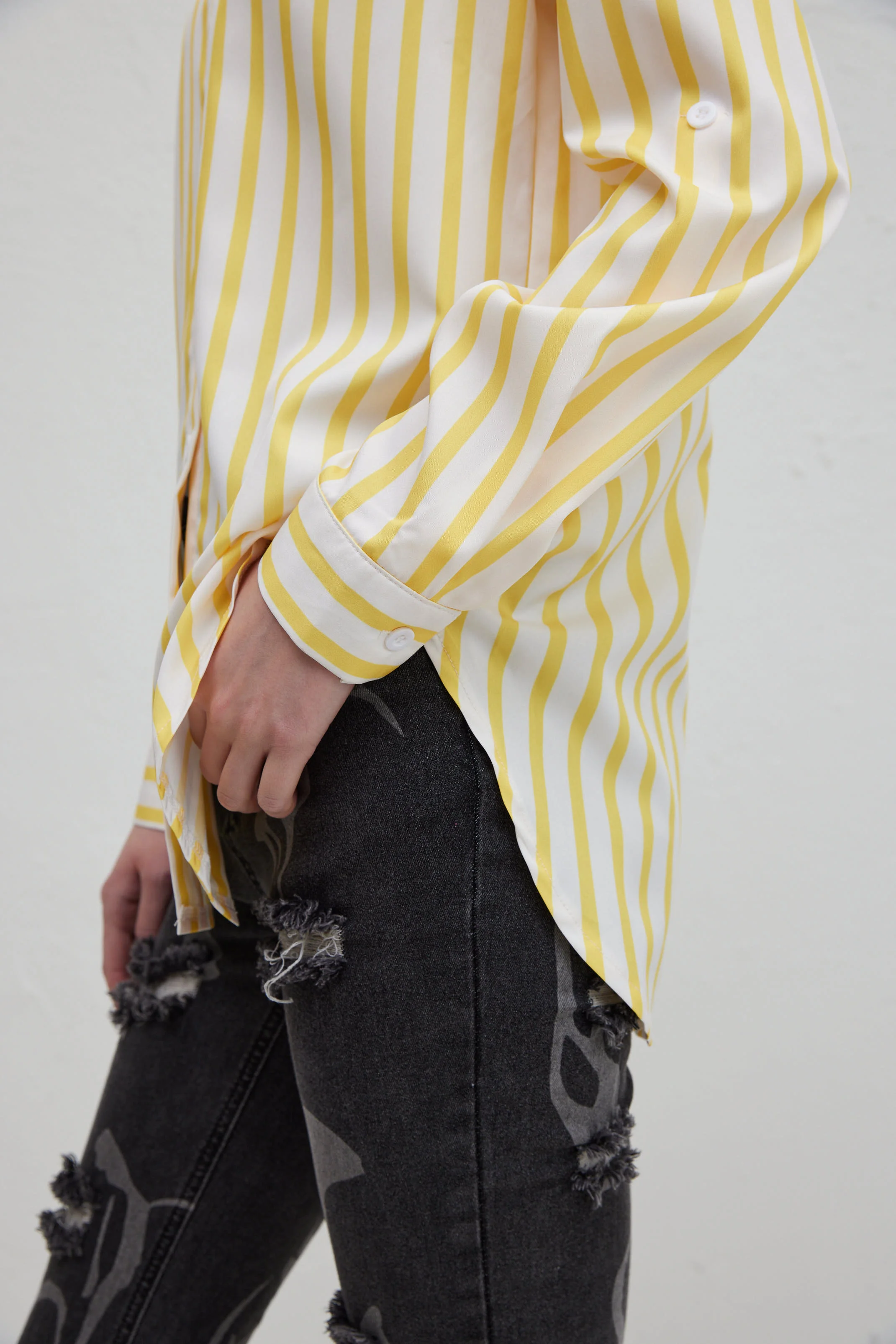 Yellow White Striped Blouse for Women 2024 New Long Sleeve Shirts Casual Loose  Button Up Sweet Shirt Tops