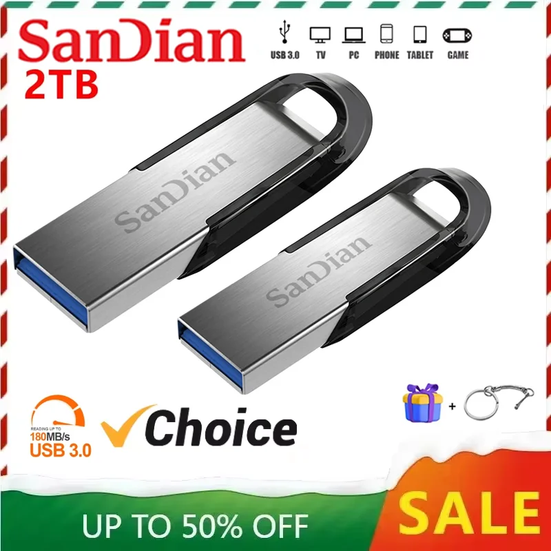 Mini Pendrive USB de 2TB, unidad Flash rápida 3,0, 1TB, 512GB, 256GB, para TV, PC, juegos de ordenador