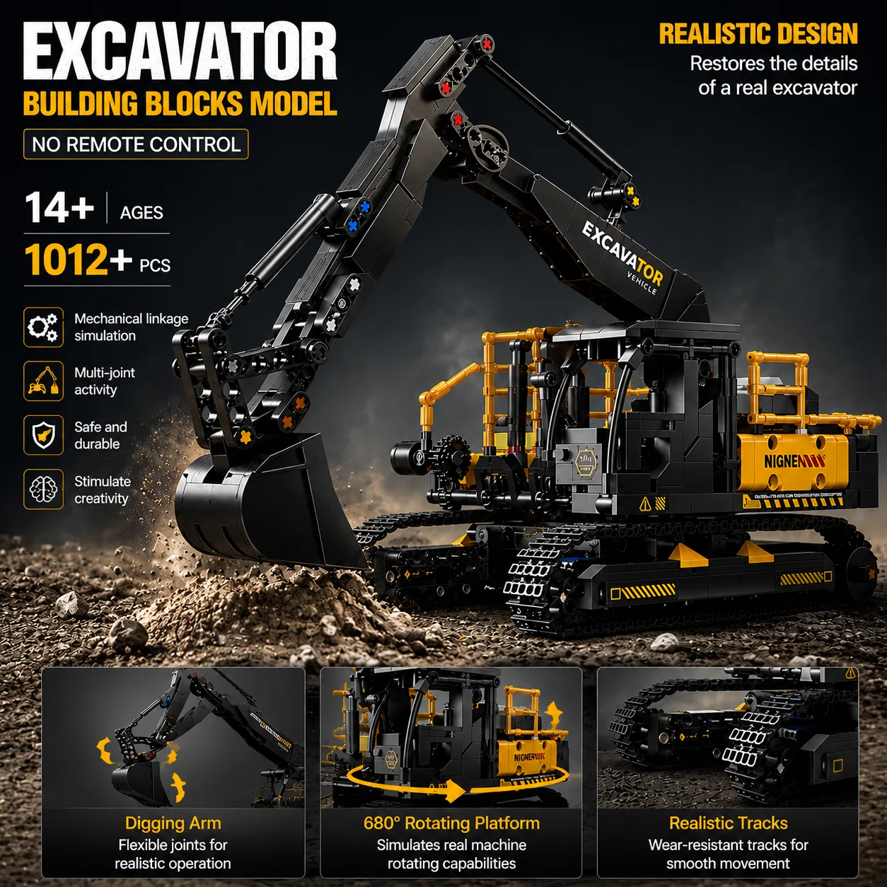 City Construction Vehicle Excavator Models Building Blocks MOC Technical Engineering Cars Truck Bricks Toys