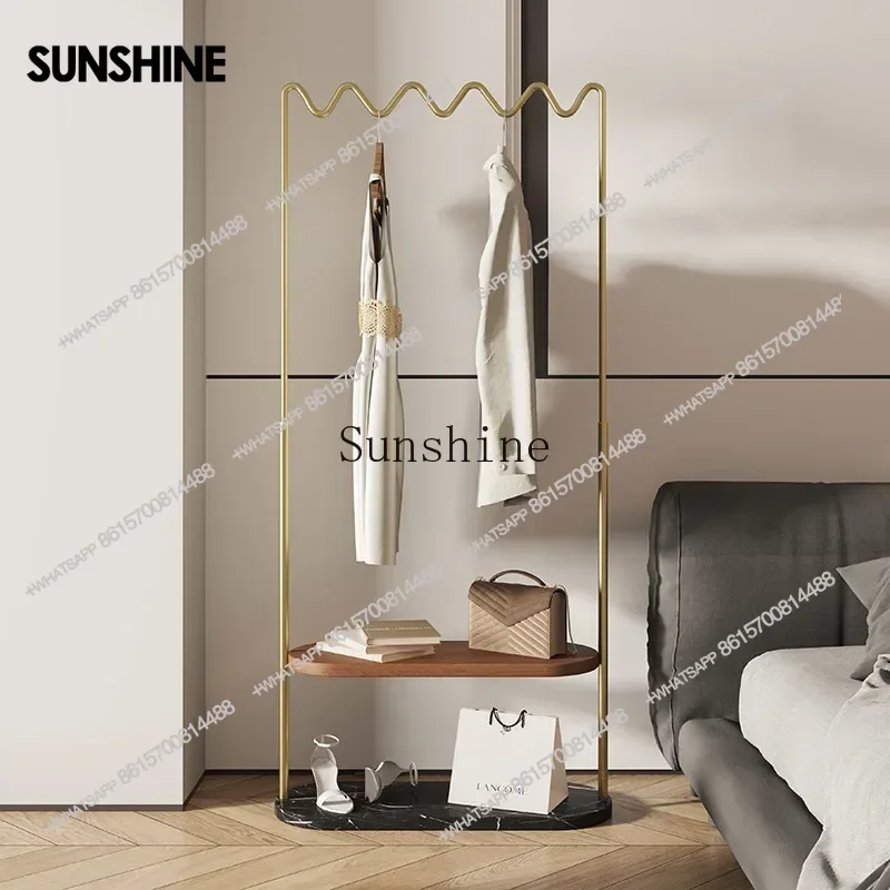 Multifunctional floor coat rack Modern bedroom Nordic high-end solid wood hangerX
