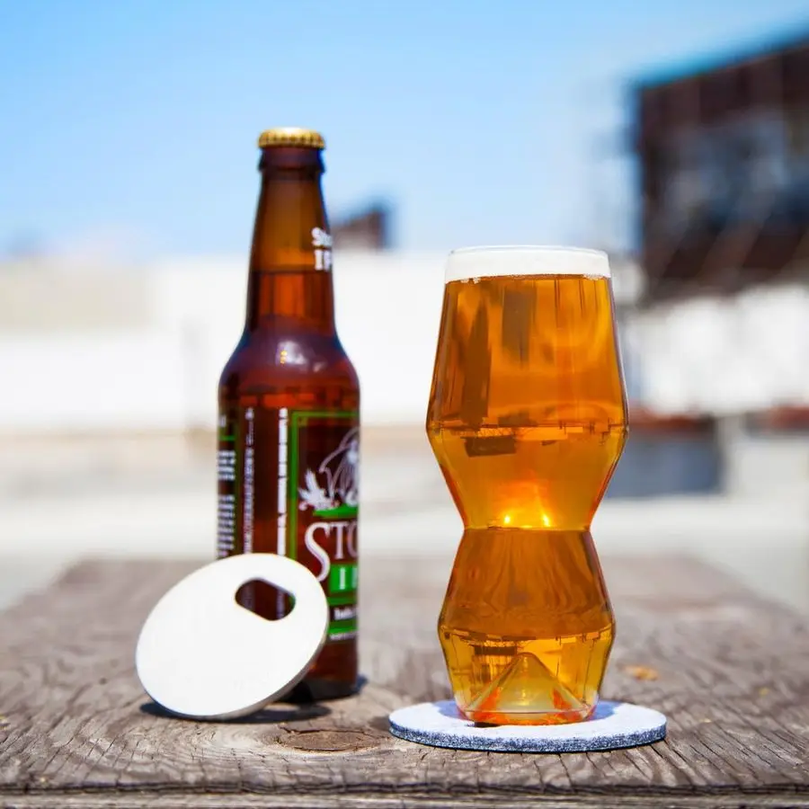 مجموعة كؤوس بيرة مونتي 13 أونصة IPA مكونة من 2 كوب شرب مصنوع يدويًا، أواني زجاجية للبيرة اليدوية للبار، جزء سفلي مقلوب للتهوية، LeadFre