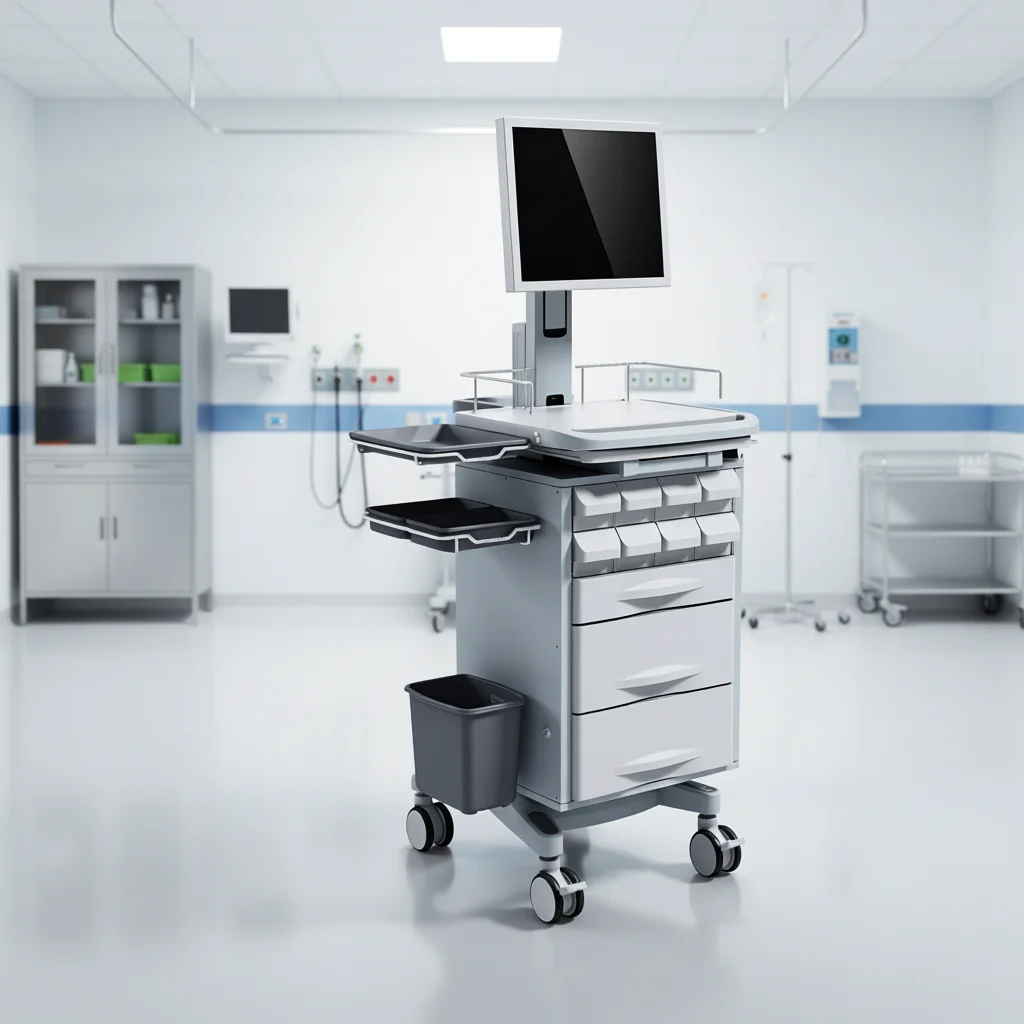 Nursing Cart, Hospital Cart ABS Material, with Drawers and Computer