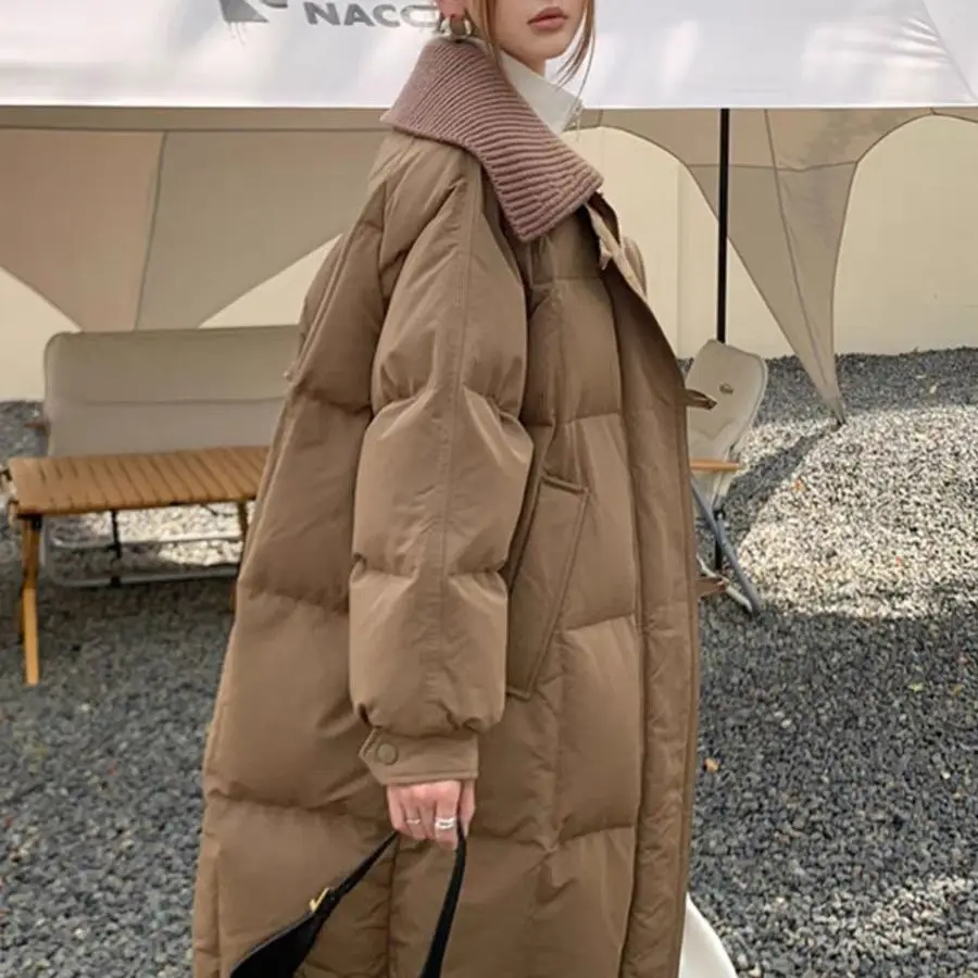 

Новинка 2025 года, утепленная хлопковая куртка, хлопковый халат, женское зимнее пуховое хлопковое пальто до колена длиной до колена