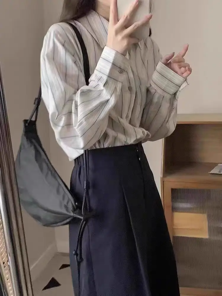 Striped Shirt For Women Loose 2024 Spring Button Long Sleeve Shirt Female Clothes Korean Fashion Ladies Clothing Ladies Blouses