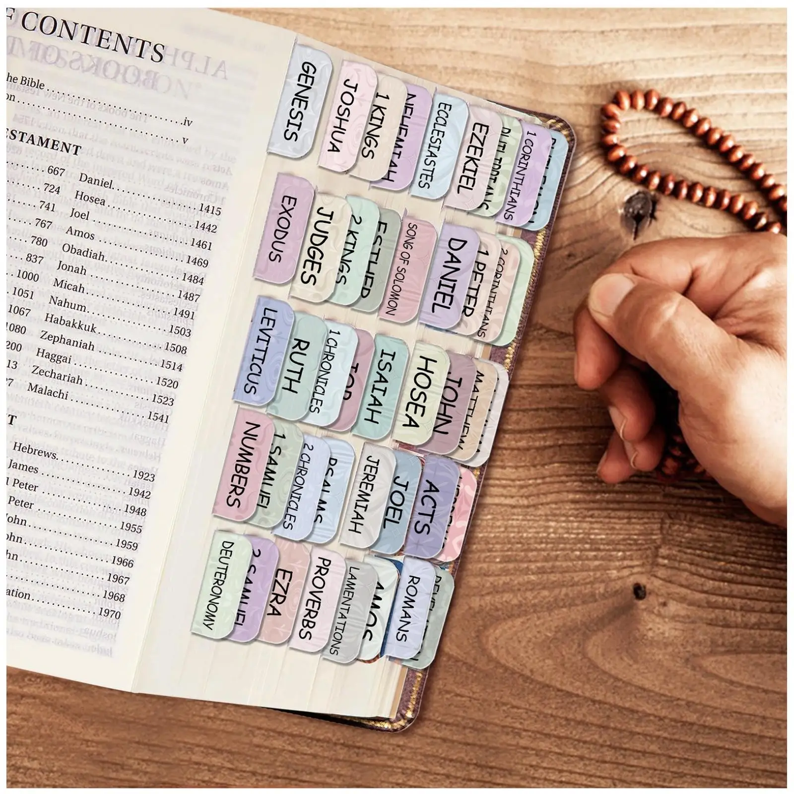 Bible StickyIndex Tabs, 75 Tabs, Laminated, Bible Tabs Old and New Testament, Bible Tabs for Women, Bible Book Tabs