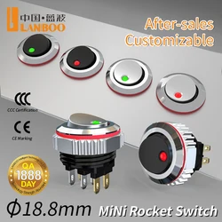 LANBOO CX16mm interruttore a pulsante a bilanciere circolare 2NO/2 no2nc interruttore a pulsante R/G/B/Y/W 5-24V/220V 2 contatti normalmente aperti