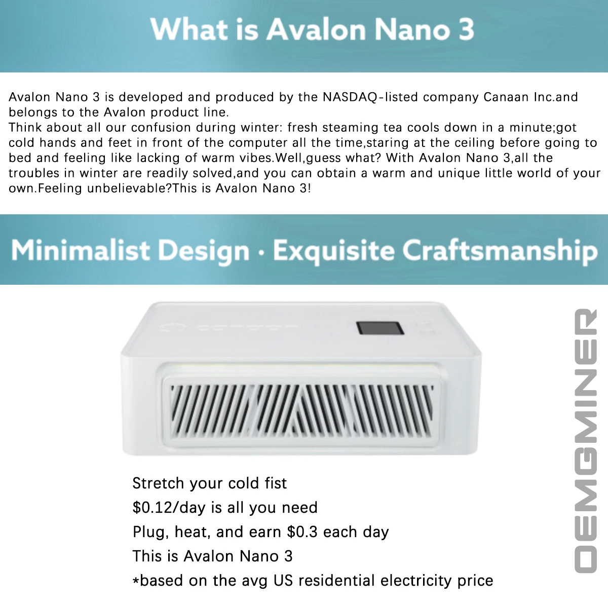 BTC Miner Earn in Bitcoin Avalon Nano 3 with PSU 140W 4TH Lucky Box