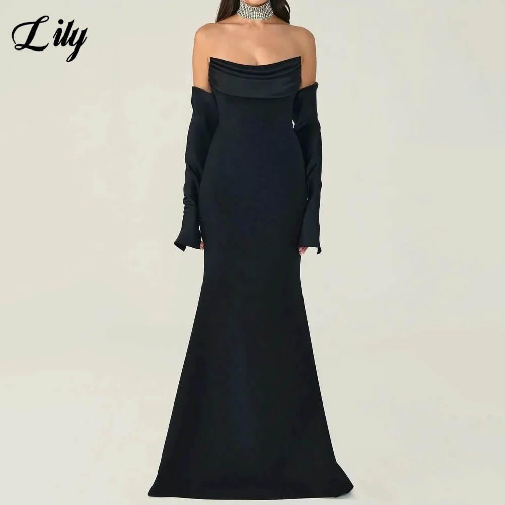 فستان سهرة بدون حمالات باللون الأزرق الزنبق مع طيات فساتين حفلات البوق من الساتان بطول الأرض فساتين لحضور الحفلات الموسيقية رداء السهرة حسب الطلب