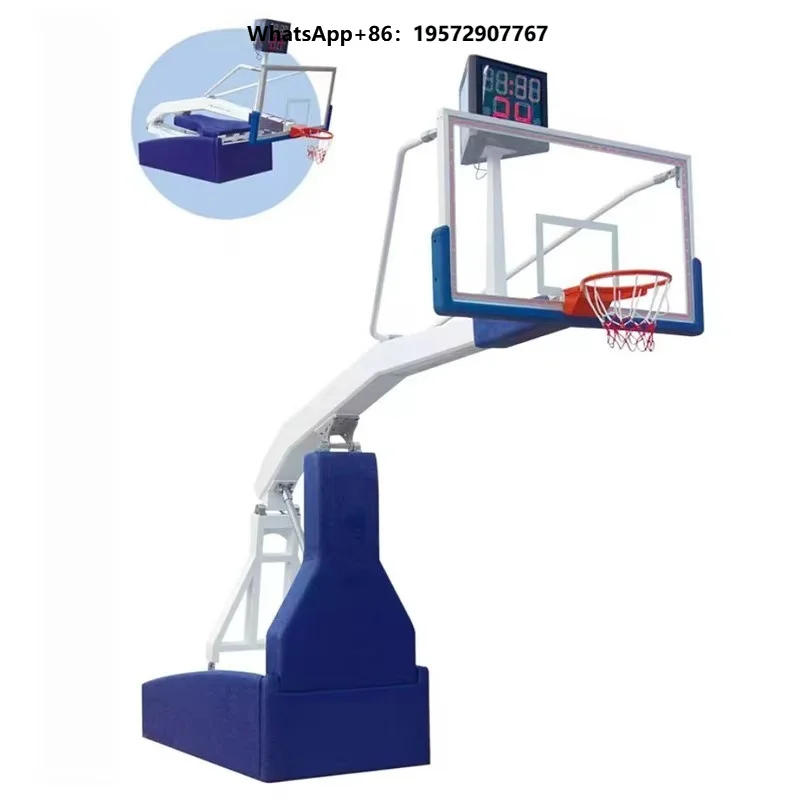 Outdoor Portable Height-adjustable Basketball Stand for Competition, Training, Hydraulic Octagonal Basketball Hoop