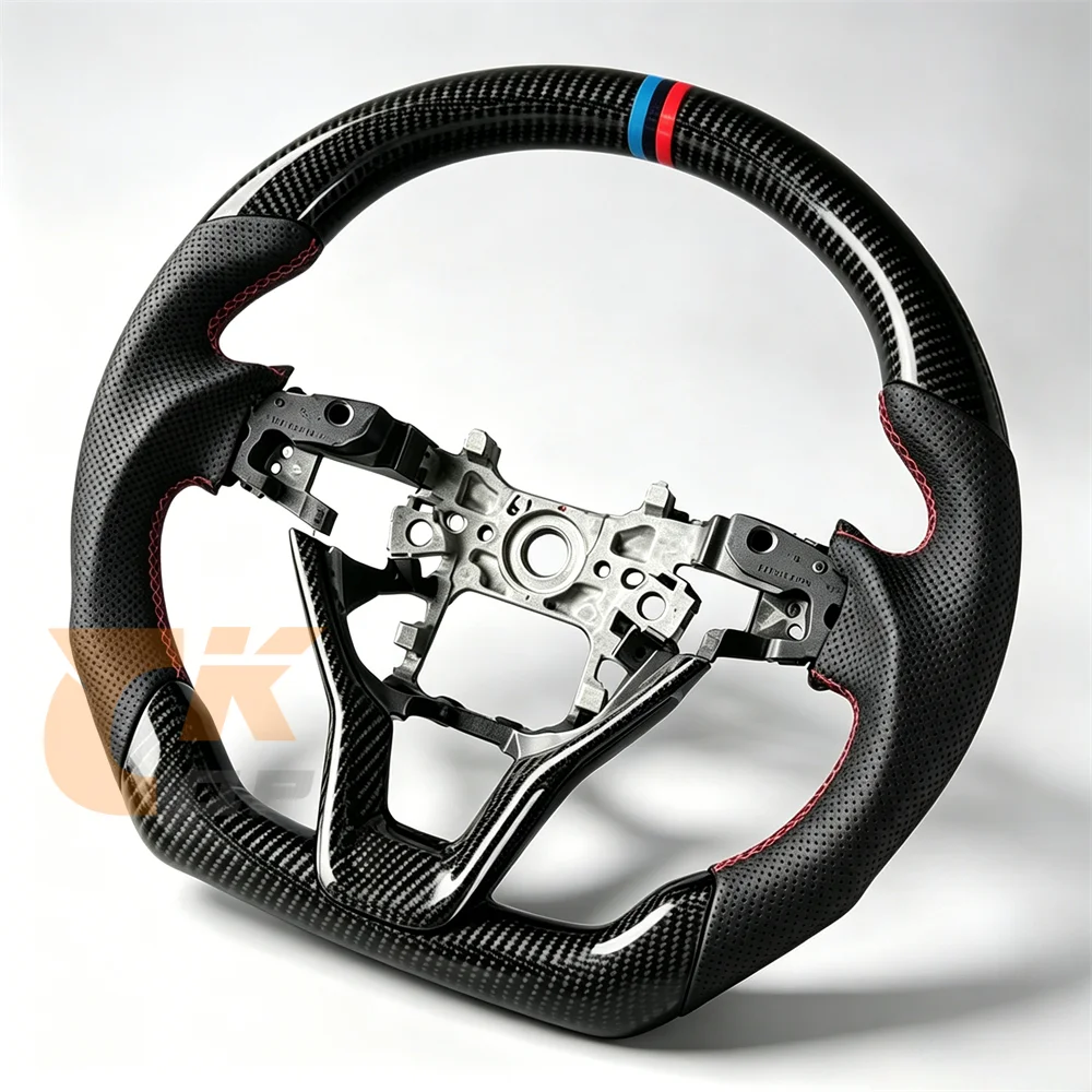 Black Carbon Fiber Perforated Leather Red Stitch Steering Wheel Custom Fit for H-onda A-ccord 2018-2023 Upgrade